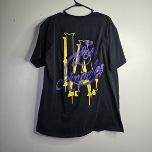 Men's Black Tee with Purple and Yellow Graphic